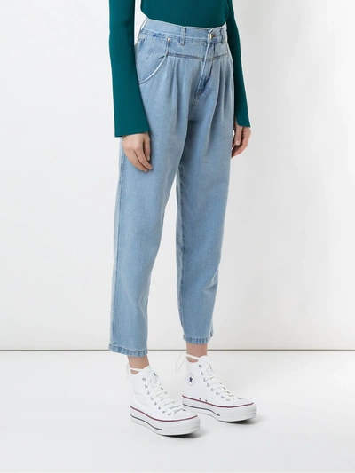 Shop Amapô Renata Pleated Jeans In Blue