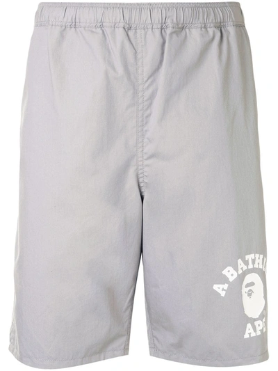 Shop A Bathing Ape Logo-print Track Shorts In Grey