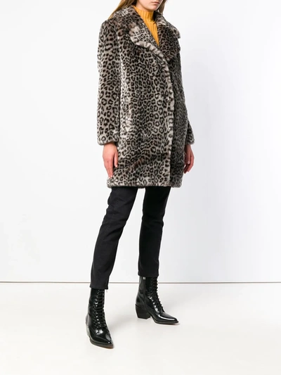 Shop La Seine & Moi Louve Faux Fur Coat In Grey