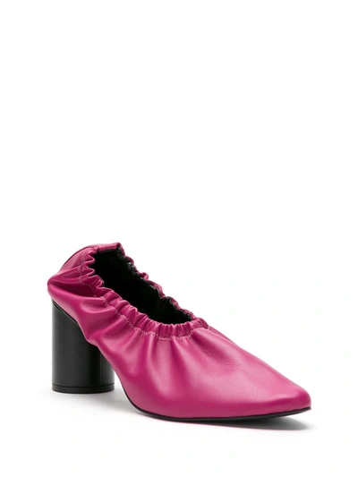 Shop Gloria Coelho Ruched Leather Pumps In Pink