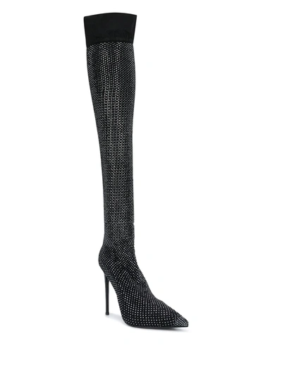 Shop Le Silla Embellished Thigh-high Boots In Black