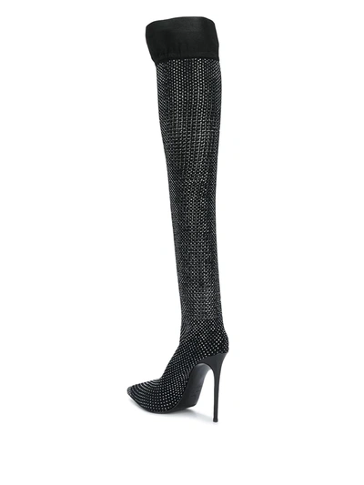 Shop Le Silla Embellished Thigh-high Boots In Black