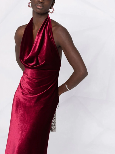 Shop Blanca Vita Cowl-neck Velvet-effect Dress In Rot
