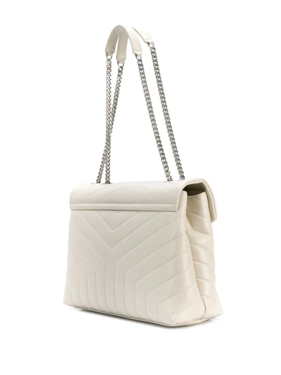 Shop Saint Laurent Loulou Quilted Shoulder Bag In White