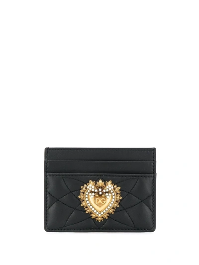 Shop Dolce & Gabbana Devotion Quilted Card Holder In Black