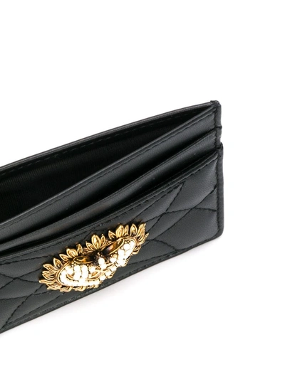 Shop Dolce & Gabbana Devotion Quilted Card Holder In Black