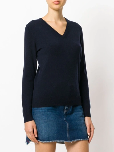 Shop N•peal Cashmere V-neck Jumper In Blue