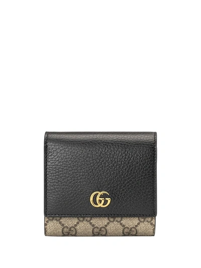 Shop Gucci Gg Supreme Tri-fold Wallet In Black