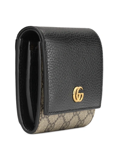 Shop Gucci Gg Supreme Tri-fold Wallet In Black