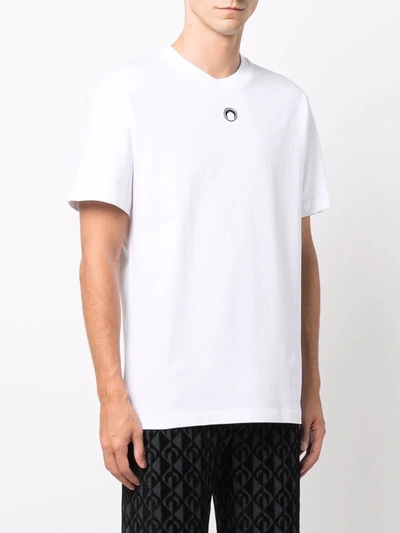 Shop Marine Serre Moon-print Cotton T-shirt In Weiss