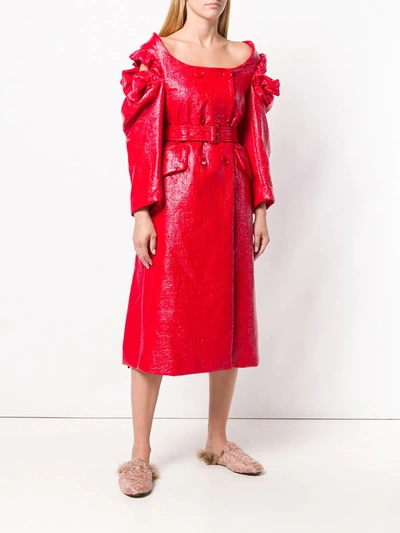 Shop Simone Rocha Varnished Double-breasted Coat In Red