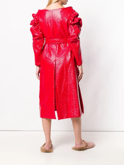 Shop Simone Rocha Varnished Double-breasted Coat In Red