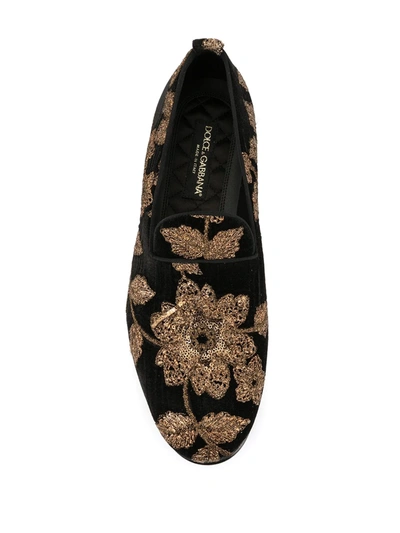 Shop Dolce & Gabbana Floral Slippers In Black