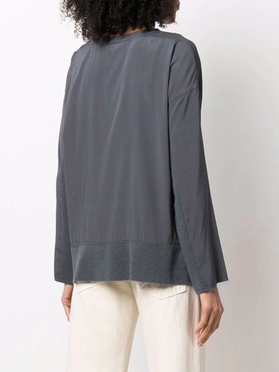 Shop Kristensen Du Nord Colour-block Long-sleeve T-shirt In Grau