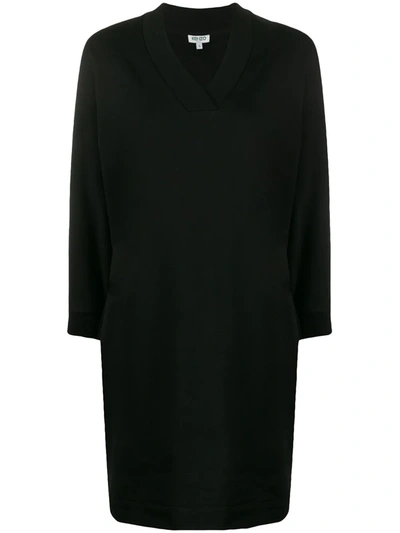 Shop Kenzo Crystal Logo Sweatshirt Dress In Black