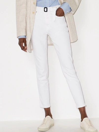 Shop Polo Ralph Lauren Belted High-rise Jeans In White