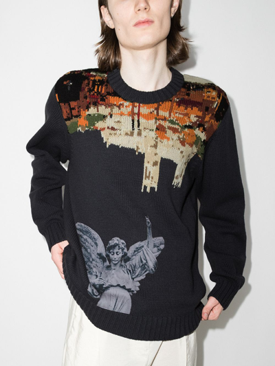 Undercover Patterned Intarsia-knit Wool Jumper In Blau