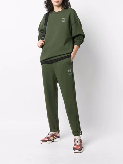 Shop Puma Cotton Sweat Pants In Green