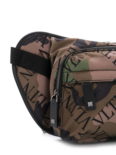 Shop Valentino Vltn Camouflage Belt Bag In Green