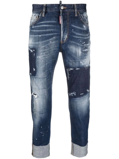 Dsquared2 Patchwork Straight-leg Jeans In Blue