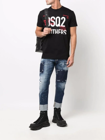 Dsquared2 Patchwork Straight-leg Jeans In Blue