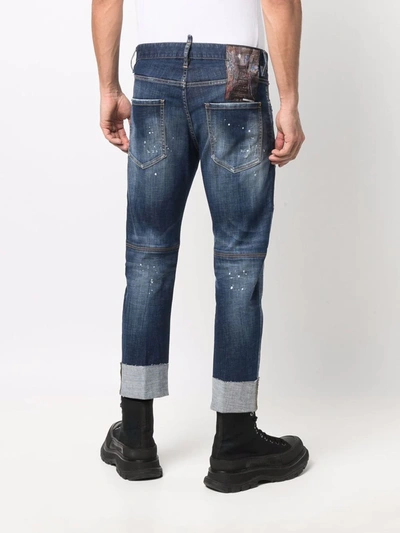 Dsquared2 Patchwork Straight-leg Jeans In Blue
