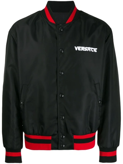 Shop Versace Embroidered Medusa Bomber Jacket In Black