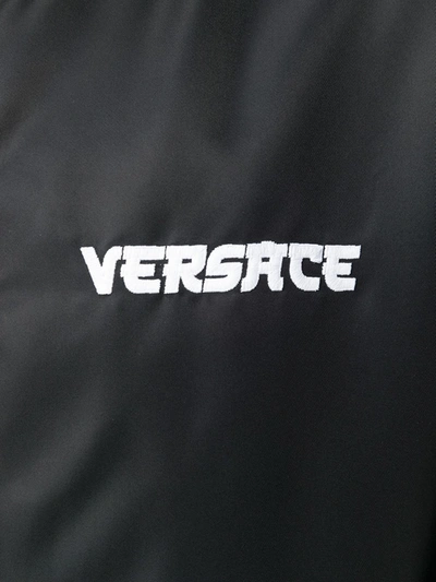 Shop Versace Embroidered Medusa Bomber Jacket In Black