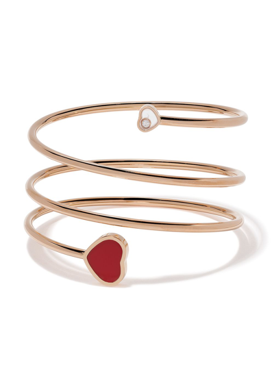 Shop Chopard 18kt Rose Gold Happy Hearts Diamond And Red Stone Bangle