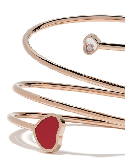 Shop Chopard 18kt Rose Gold Happy Hearts Diamond And Red Stone Bangle