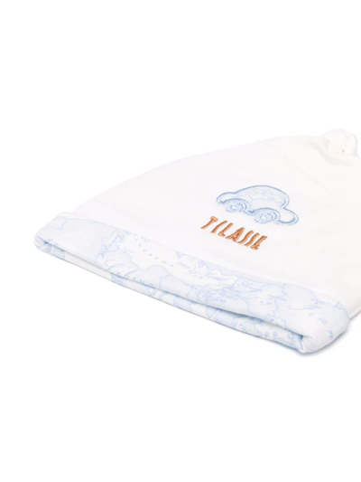 Shop Alviero Martini Embroidered Knot-detailing Beanie In White
