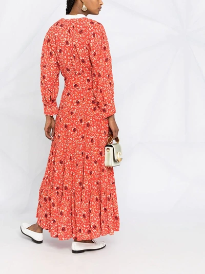 Shop Chloé Floral Print Maxi Dress In Red
