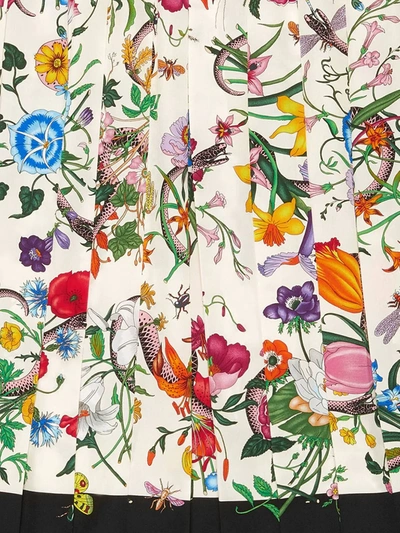 Shop Gucci Flora Snake Print Skirt In Multicolour