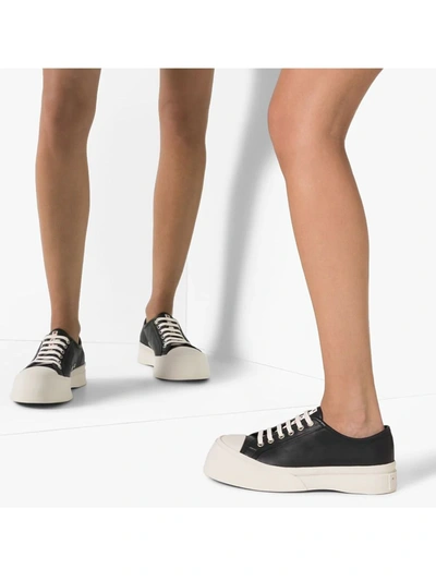 Marni Pablo Leather Flatform Sneakers In Black
