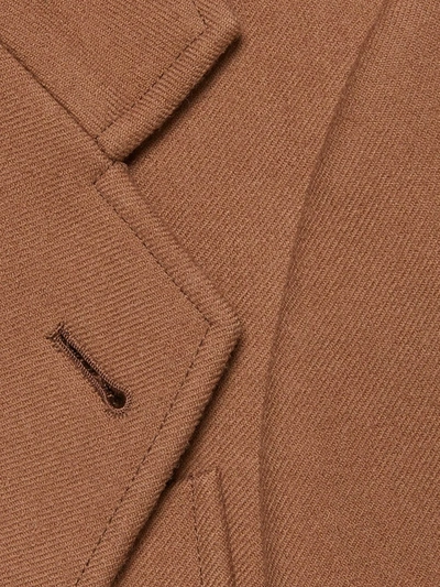 Shop Gucci Slim-fit Buttoned Blazer Jacket In Brown