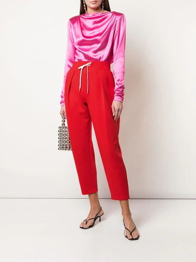 Shop Givenchy Cropped Drawstring Trousers In Red