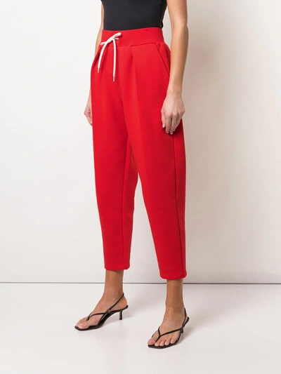 Shop Givenchy Cropped Drawstring Trousers In Red