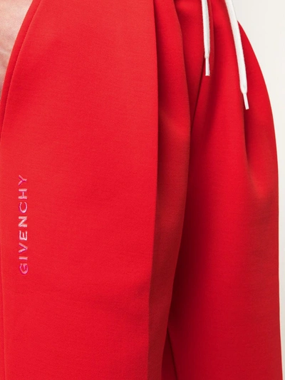 Shop Givenchy Cropped Drawstring Trousers In Red