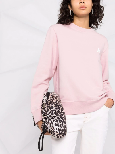 Shop Golden Goose Star-print Cotton Sweatshirt In Pink