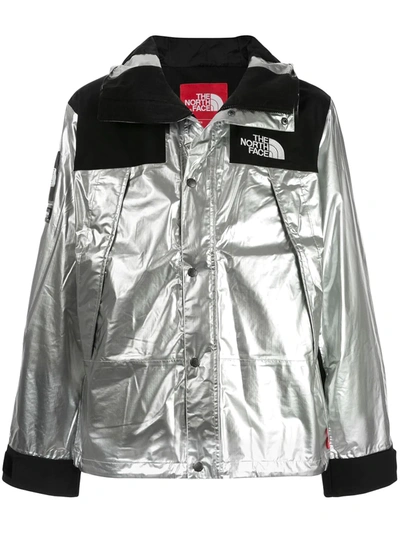 X The North Face Metallic Mountain Parka In Silver