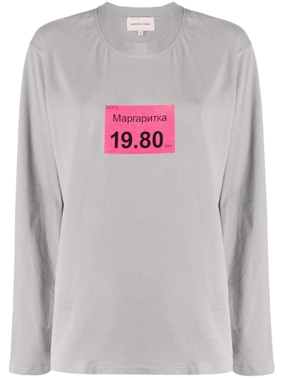 Shop Natasha Zinko Margartika Print T-shirt In Grey