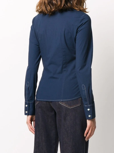 Pre-owned Dior 2000s  Mock Collar Shirt In Blue