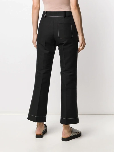 Shop Marni Contrast Topstitching Trousers In Black