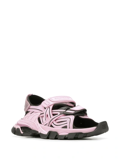 Balenciaga Track Logo-detailed Leather And Rubber Sandals In Black 
