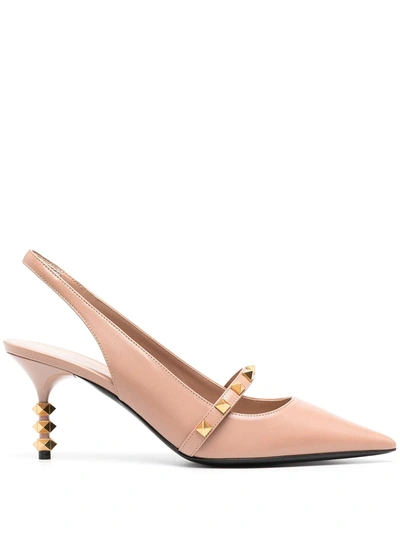 Shop Valentino Rockstud Slingback Pumps In Pink