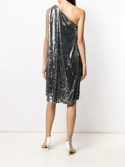 Shop Stella Mccartney Sequined One-shoulder Dress In Silver