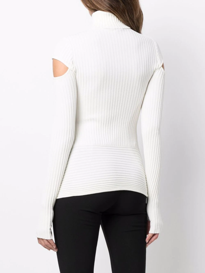 Shop Adamo Ribbed-knit Cut-out Jumper In 白色