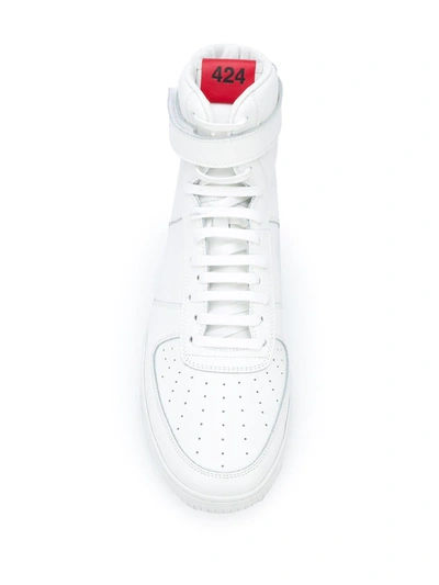 Shop 424 Perforated Hi-top Sneakers In White