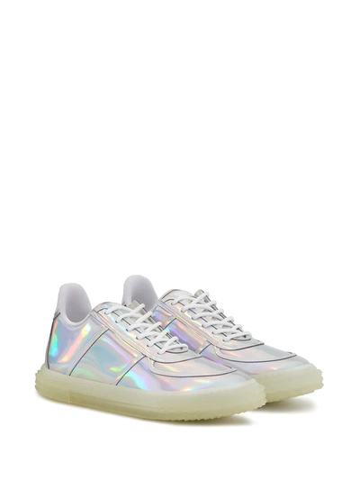 Shop Giuseppe Zanotti Low Top Holographic-effect Sneakers In White