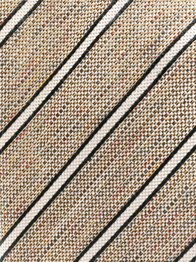 Shop Lardini Stripe-print Silk Woven Tie In Neutrals